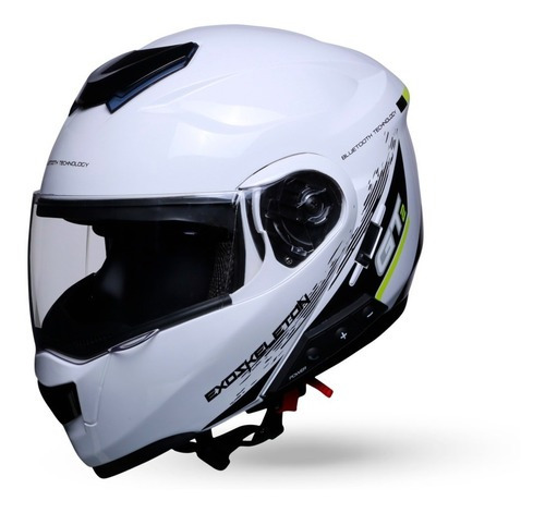 Casco Para Motociclista Abatible Exoskeleton Con Bluetooth Color Blanco Tamaño Del Casco L
