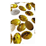 Chaton Oval Colagem Amarelo Brilhante 25x18mm Pacote 50grama