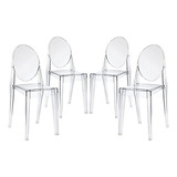 Modway Silla De Comedor, Set De 4, Plástico, Transparente