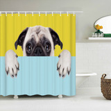 Cortinas De Baño/tela Impermeable/180x180/perrito Pug