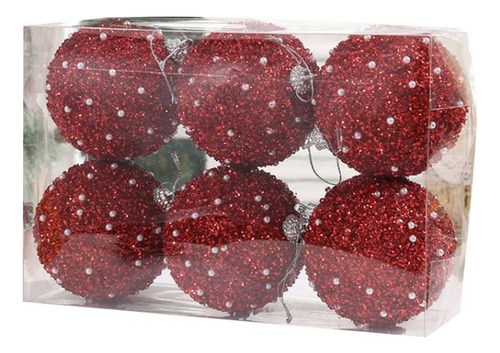 6 Bolas De Navidad Con Purpurina Para Decoración De Árbol De