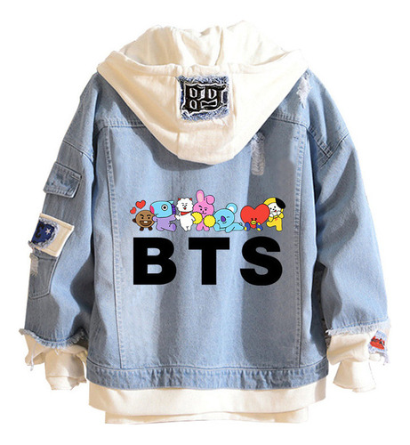 Chamarra Con Capucha De Mezclilla Casual Coreana Kpop Bts K