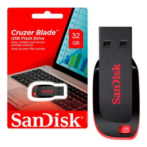 Unidad Flash Sandisk Cruzer Blade 32 Gb 2.0 Color Negro/rojo