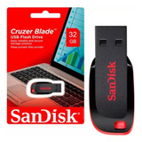 Unidad Flash Sandisk Cruzer Blade 32 Gb Usb 2.0 Sdcz50-032g-b35, Color Negro Sin Tapa