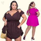 Roupas Femininas Plus Size Macacão Vestidinho Curto Envio Já