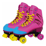 Patins 4 Rodas Ajustável Rosa Rl-06rc 39-42 Fenix