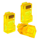 Conector Rj45 (100u) Amarelo Cabo Rede Gold Lan Plug Adsl