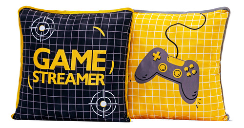 Par De Capa De Almofada Game Streamer Preto/amarelo 45 X 45