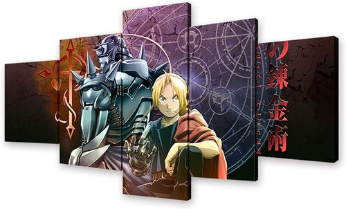 5 Cuadros Canvas Full Metal Alchemist Anime Diseño Unico 