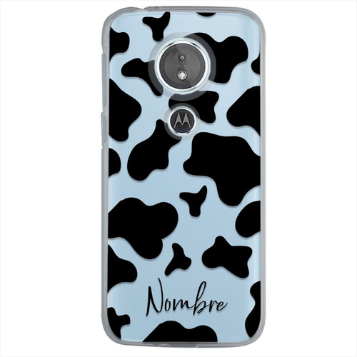 Funda Motorola Antigolpes Animal Print Vaca Con Tu Nombre