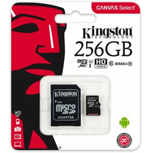 Cartão Memória Kingston Micro Sd 256gb + Adaptador + Lacrado
