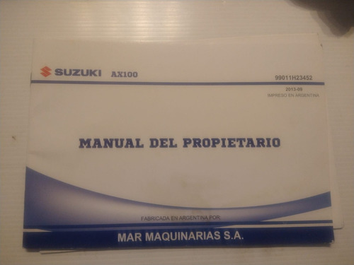 Manual De Propietario Suzuki Ax100 Argentina Original