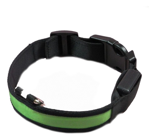 Collar Luminoso Led Recargable Para Mascotas Verde Talla M