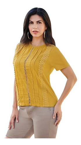 Blusa Casual Mujer Color Mostaza  991-59