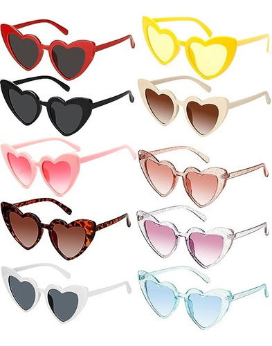 10pcs Lentes De Sol Corazón Accesorios Para Mujer Dama Gafas