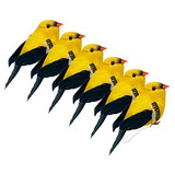 6pcs Small Artificial Birds 3.3  Oriole Yellow Bird Fin...