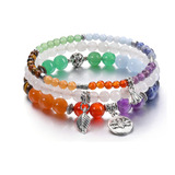 Pesoenth 3 Pulseras De Cristal De 7 Chakras Para Mujer, Pied