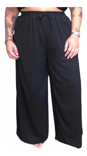 Calça Pantalona Wide Leg Plus Size Dade Crepe Duna Air-flow