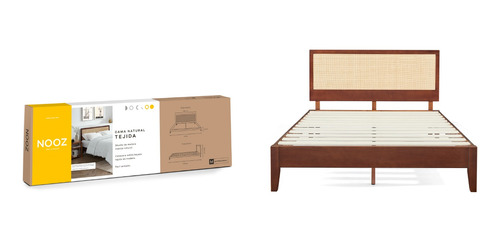 Base De Cama Nooz Natural Tejida  Con Cabecera, King Size