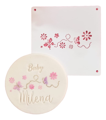 Stencil Floral Com Borboletas Mod 2