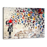 Canvas | Mega Cuadro Decorativo | Bansky Mariposas | 140x90