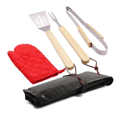 Kit Asador De Carbón Bbq 5 Piezas Home Elements Estuche 