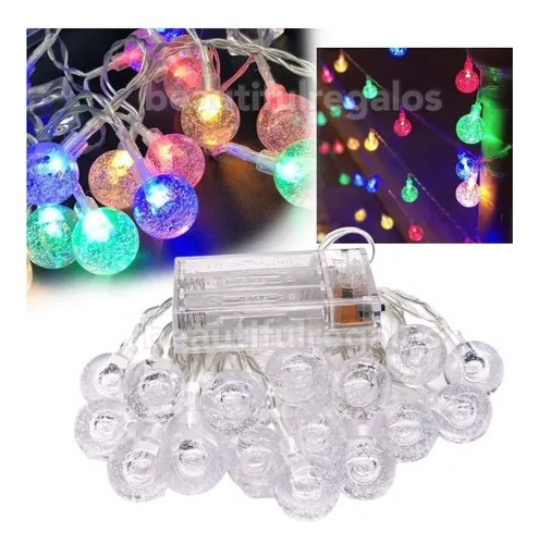 Luces Bolitas 20 Led Guirnalda Multicolo 3 Mts A Pilas Trans