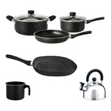 Set 6 Pz Teflon Hudson Olla Cacerola Sarten Jarro Bifera