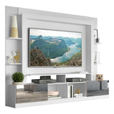 Estante Tv 65  Portas C/ Espelho Oslo Multimóveis V3390 Cor Branco /lacca Fumê