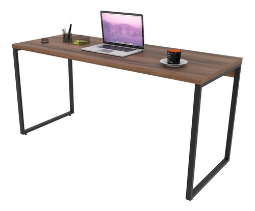 Mesa Para Escritório Home Office Estilo Industrial Form 150 Cm Nogal - Lyam Decor