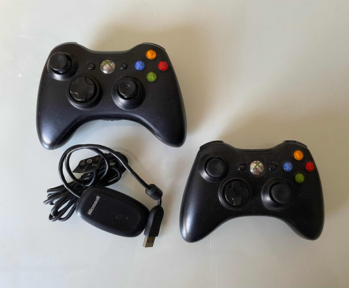 Kit 2 Controles Xbox 360 Sem Fio + Receiver Usb Para Pc