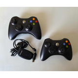 Kit 2 Controles Xbox 360 Sem Fio + Receiver Usb Para Pc