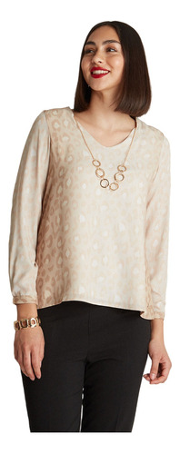 Blusa Con Abertura Falsa En Espalda Beige