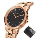 Reloj Hannah Martin Simple Impermeable De Acero Inoxidable Color De La Correa Rose Black