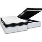 Cama Box Baú Queen: Colchão Espuma Castor D33 Black E White