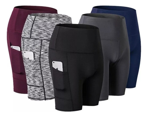 Licra Bolsillo Shorts Deporte Gym Fitness Para Mujer Yoga