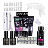 14pcs Poli Gel Uñas Extensión Conjunto De Tips Nal Dual