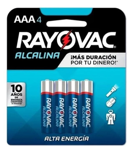 Pilha Aaa Rayovac Alcalina Cilíndrica - Kit De 4 Unidades