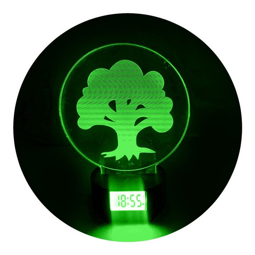 Lámpara 3d Verde Magic I  Base Reloj + Pilas