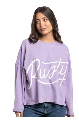 Remera Manga Larga Rusty Script Oversized Mujer