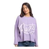 Remera Manga Larga Rusty Script Oversized Mujer