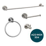 Kit Acessorio Lavabo Banheiro Aço Inox Suporte Papelera Luxo