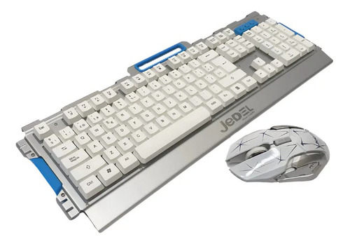 Set Teclado + Mouse Gamer Inalambrico Hk50 Jedel Blanco