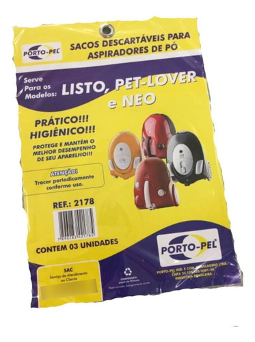 3 Saco Para Aspirador De Pó Eletrolux  Listo ,pet-lover/neo