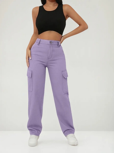 Pantalón Tipo Holgado Para Dama Color Lila