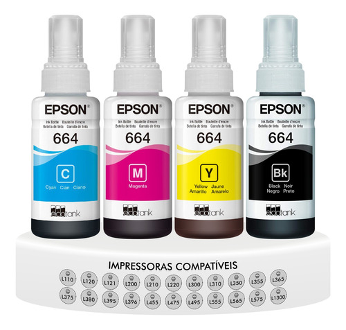 Kit Tintas Originais Epson P/ L200 L355 L365 L375 L395 L495