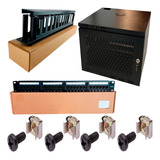 Rack Gabinete  9 Ru Pared + Patch Panel+ Organizador 