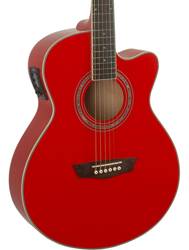 Guitarra Electroacústica Washburn Ea12 Mini 12 Cuerdas Roja