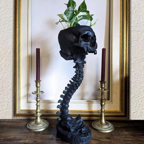 Juego De Macetero Con Calavera Y Soporte De Columna Verte