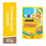 Sachê Purina  Friskies Gatos Peixe Branco Ao Molho 85 G